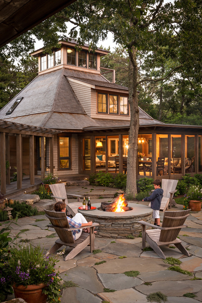 rustic exterior Casual outdoor living for a family