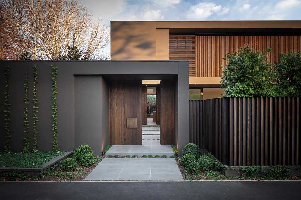 scandinavian exterior wooden dark door entrance